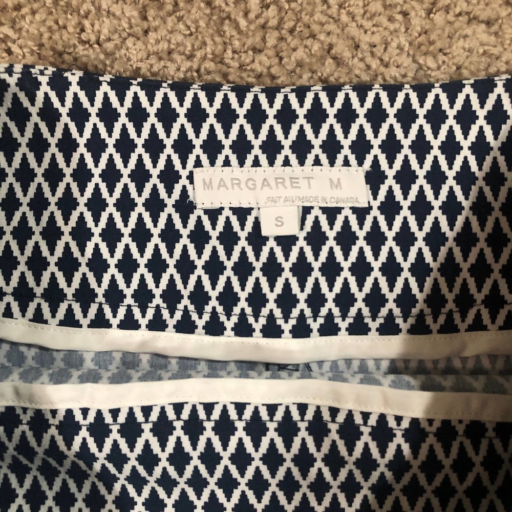 Margaret M Christiana Stretch Pencil Skirt Navy and White Print Small - Picture 4 of 10
